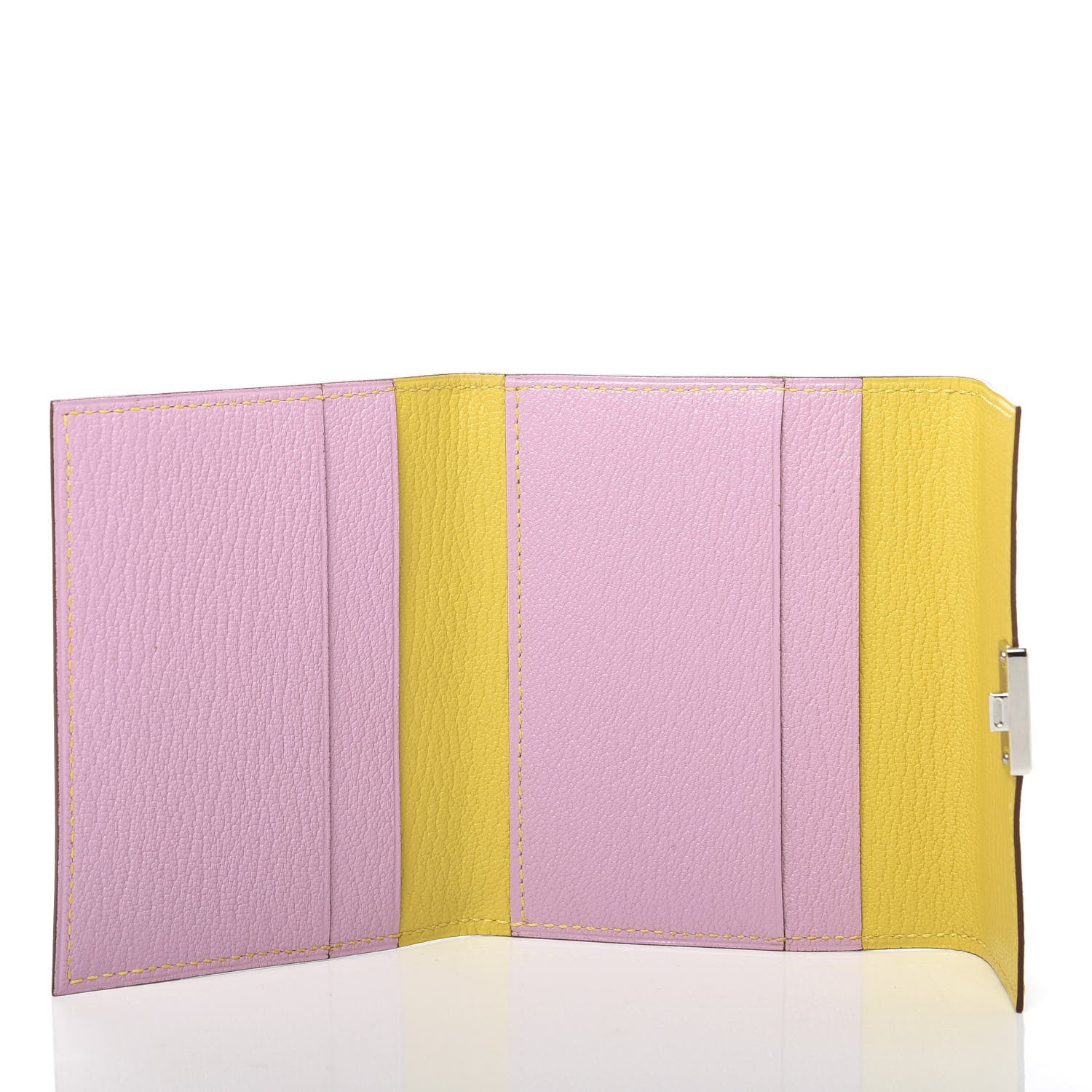 Hermes Chevre Mysore Mini Clic Card Holder Mauve Sylvestre Jaune de Naples 5 of 8