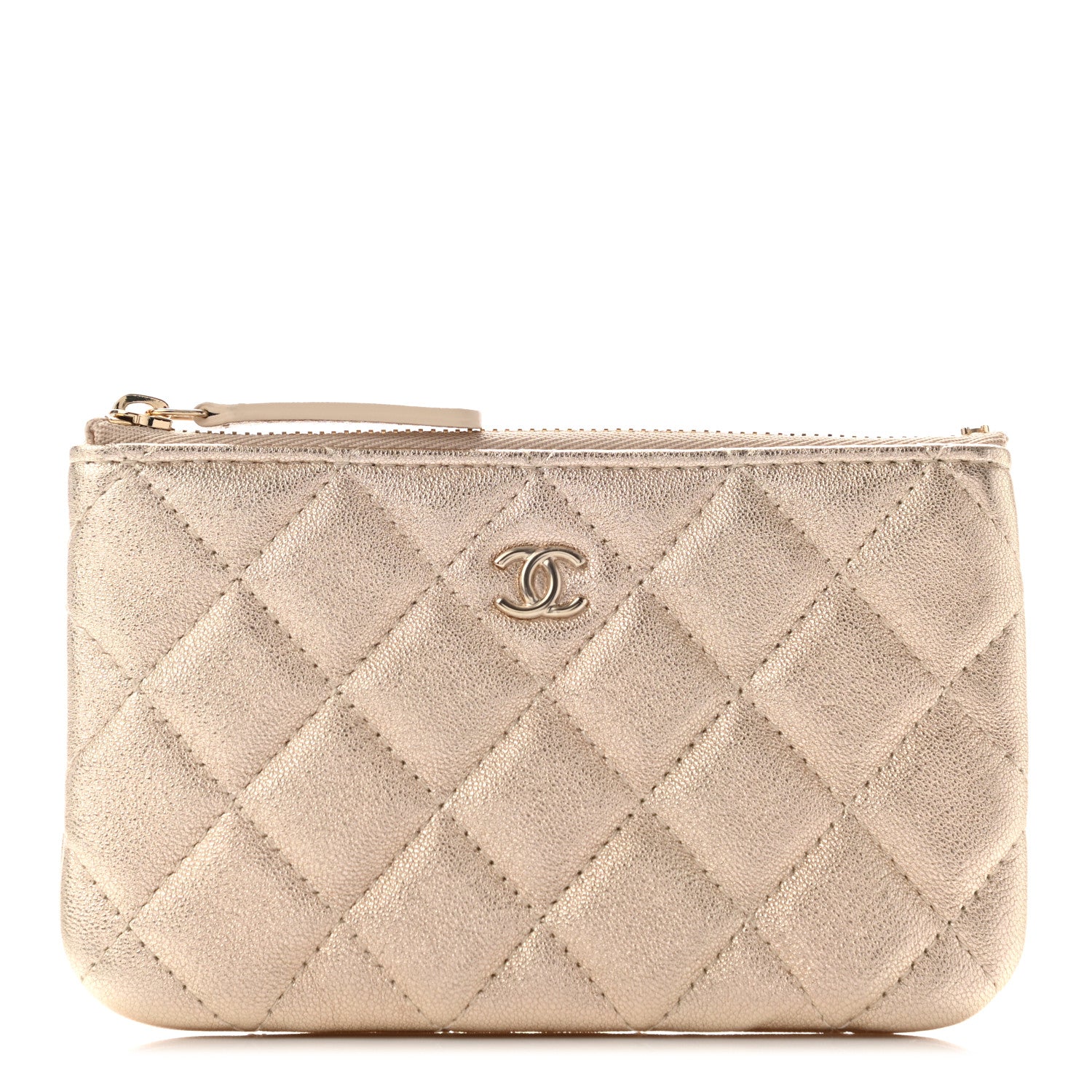 Chanel Metallic Lambskin Quilted Small Cosmetic Case Gold 1 of 7