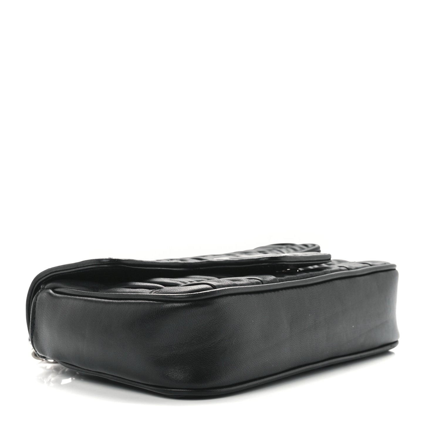 Nappa Gaufre Small Chain Flap Shoulder Bag Black