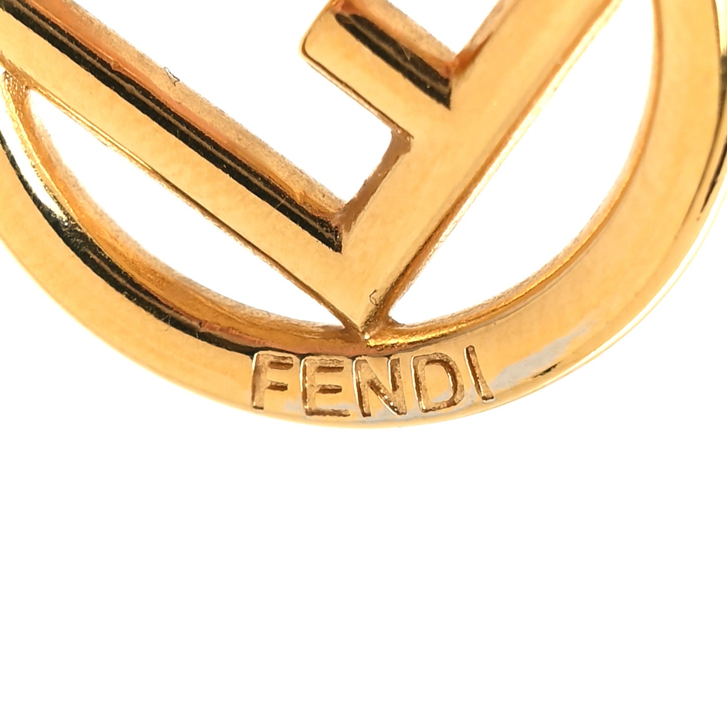 Metal FF Hoop Drop Earrings Gold