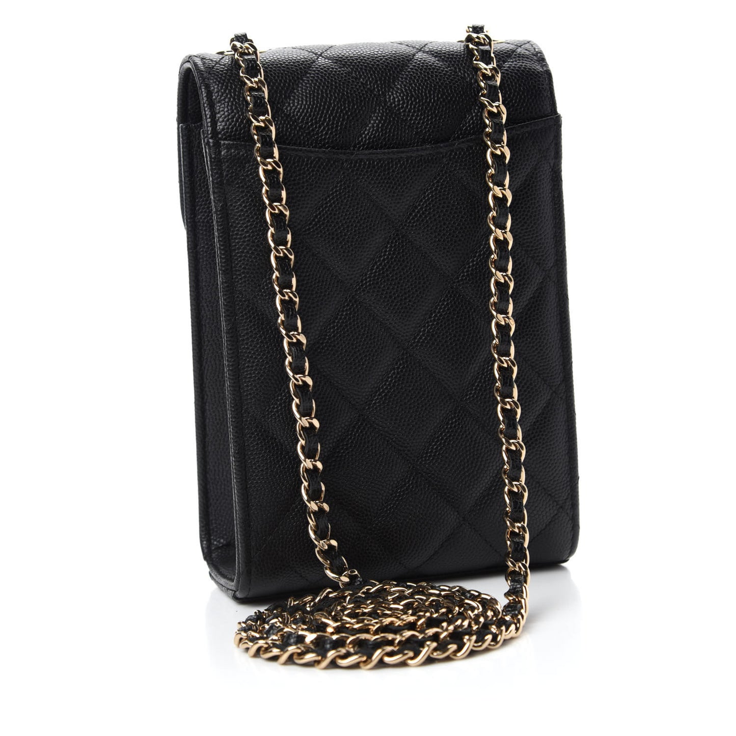 Caviar Quilted Classic Phone Holder Black