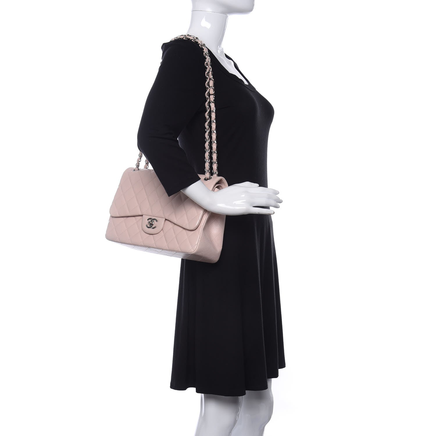 Chanel Caviar Quilted Jumbo Double Flap Light Pink 2 of 11