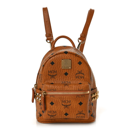 MCM Visetos Side Stud X-Mini Stark Bebe Boo Backpack Cognac 1 of 8