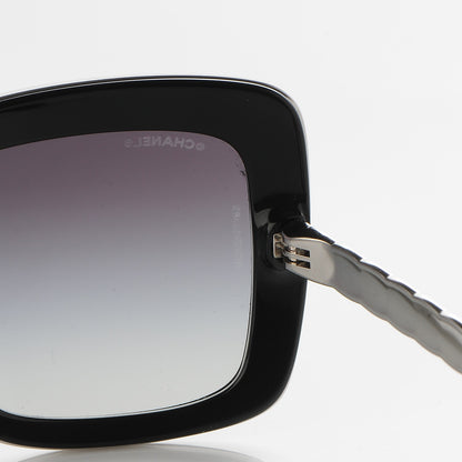 Chanel Metal Square Spring Sunglasses 5369 Black Silver 9 of 10