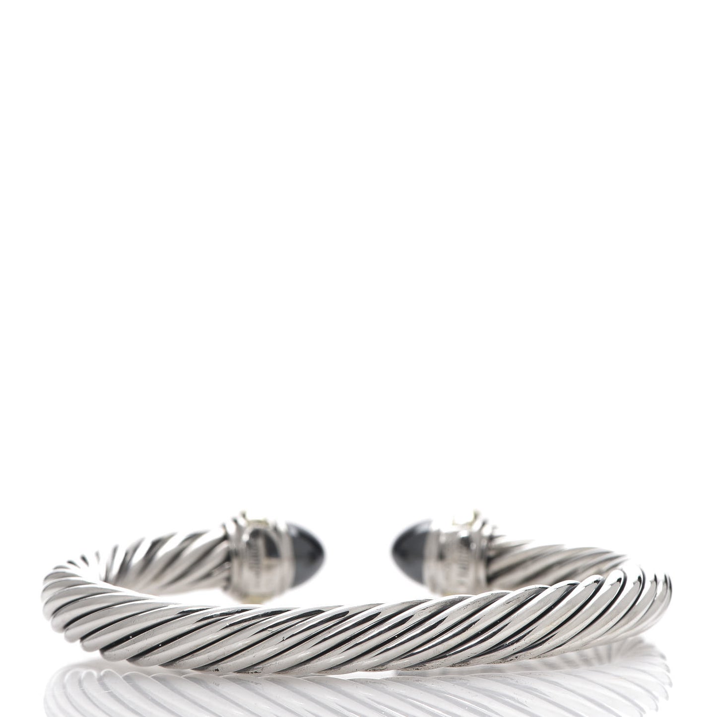 Sterling Silver 14K Yellow Gold Hematite 7mm Cable Classics Bracelet