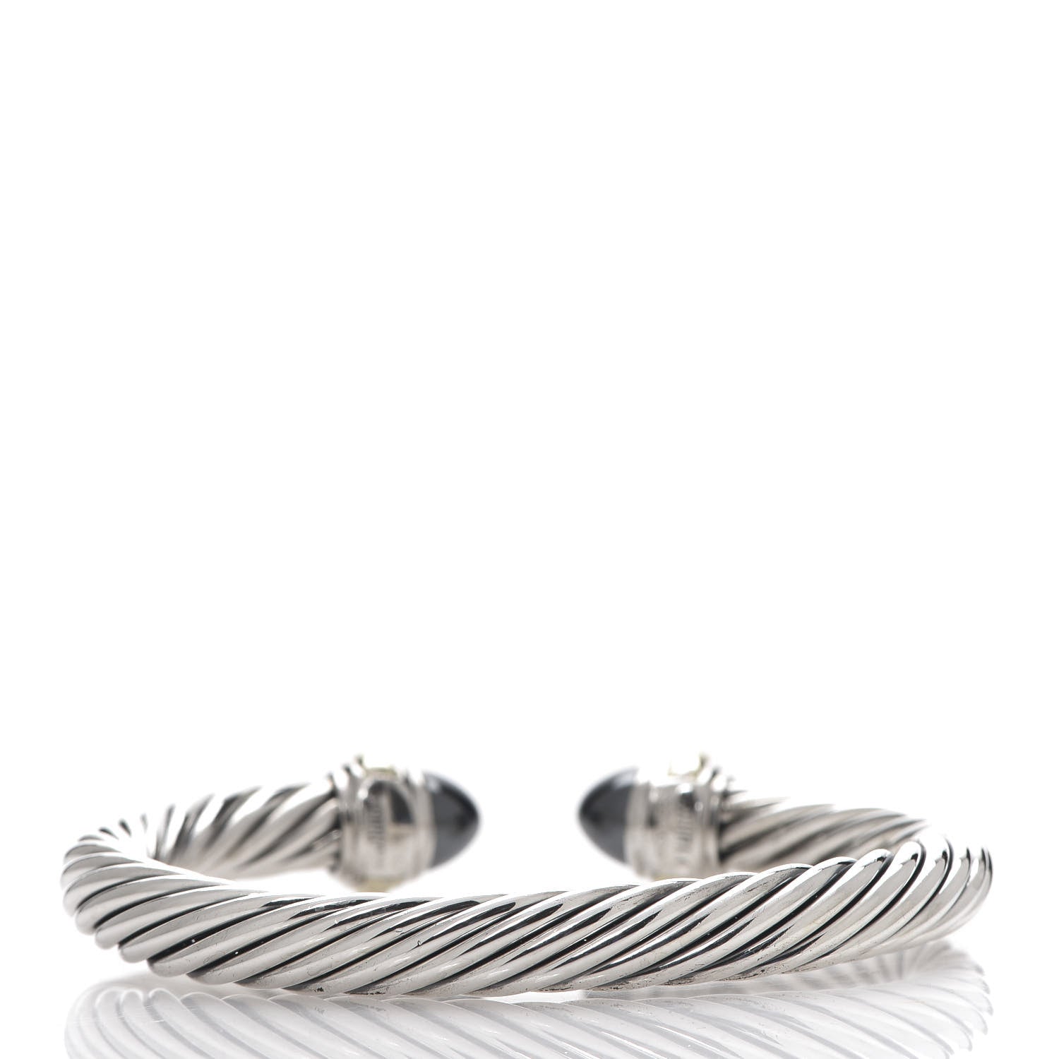 David Yurman Sterling Silver 14K Yellow Gold Hematite 7mm Cable Classics Bracelet 2 of 4