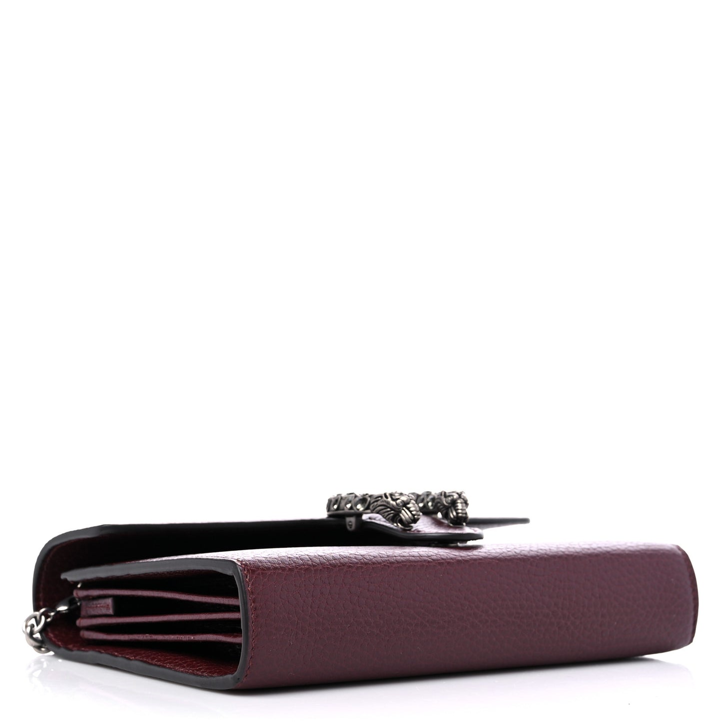 Dollar Calfskin Crystal Mini Dionysus Chain Wallet Vintage Bordeaux