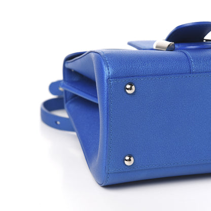 Delvaux Metallic Grained Calfskin Mini Brillant Satchel Satin Electric 7 of 10