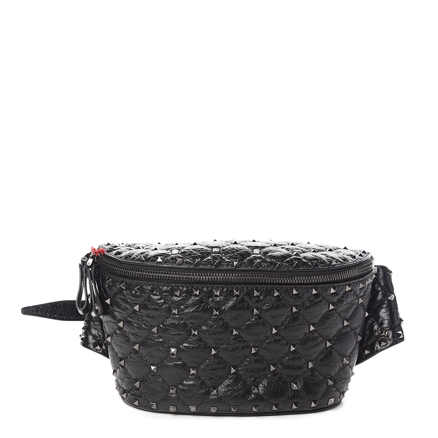 Valentino Garavani Craquele Nappa Rockstud Spike Belt Bag 85 Black 1 of 9