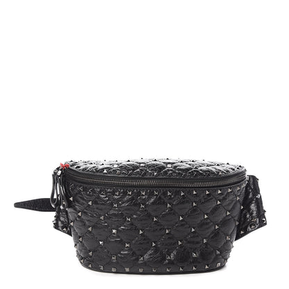 Valentino Garavani Craquele Nappa Rockstud Spike Belt Bag 85 Black 1 of 9