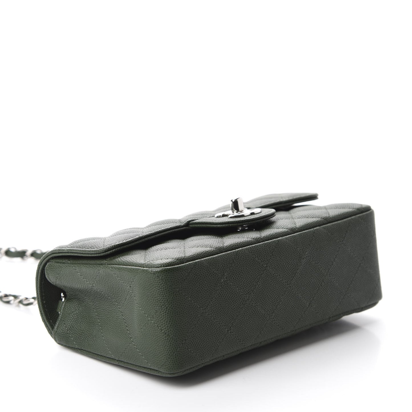 Caviar Quilted Mini Rectangular Flap Dark Green
