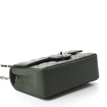 Chanel Caviar Quilted Mini Rectangular Flap Dark Green 4 of 11
