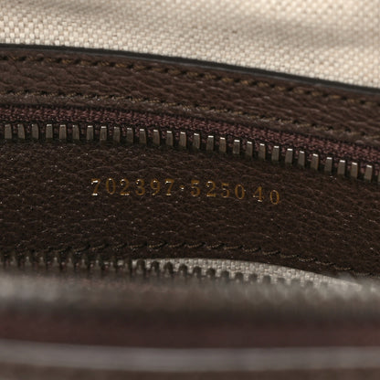 Gucci X ADIDAS Crystal Vintage Monogram Textured Dollar Calfskin Web Trefoil Logo Mini Bowling Bag Mid Natural Nut Off White New Acero 7 of 12