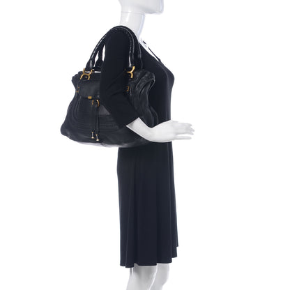 Chloe Calfskin Perforated Medium Marcie Animation Satchel Black 2 of 15