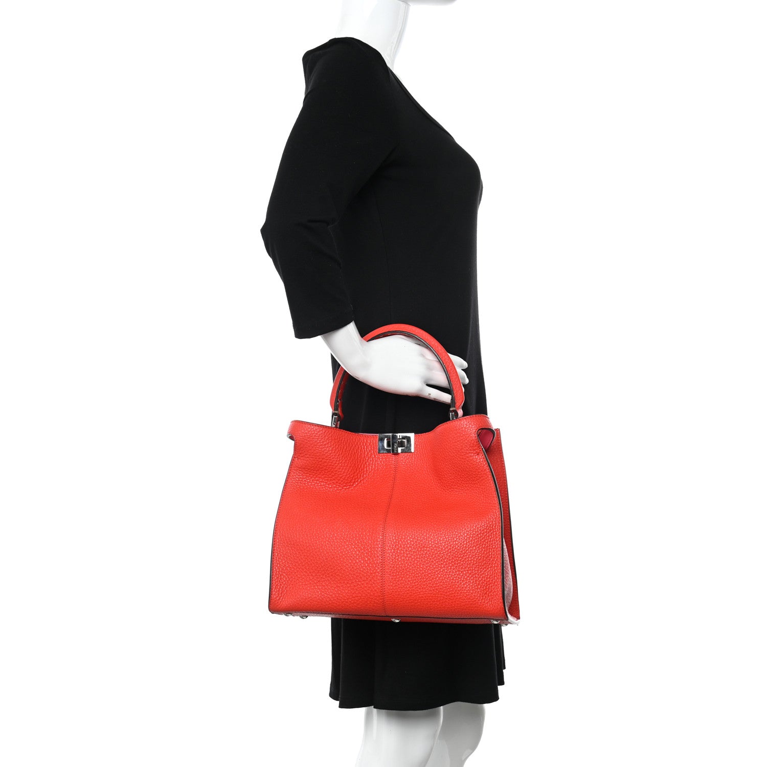 Fendi Cuoio Romano Selleria Medium Peekaboo X-Lite Fiamma Rosso 2 of 12
