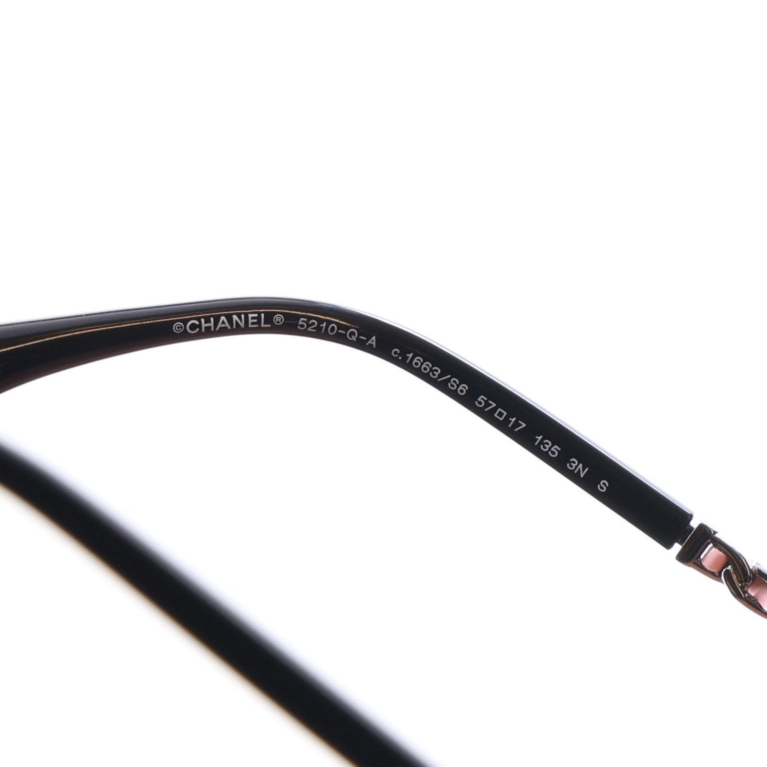 Chanel Acetate Metal Lambskin Square Chain Sunglasses 5210-Q-A Black Pink 6 of 8