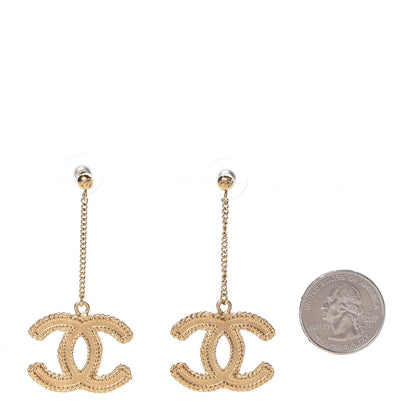 Chanel CC Drop Earrings Matte Gold 2 of 6