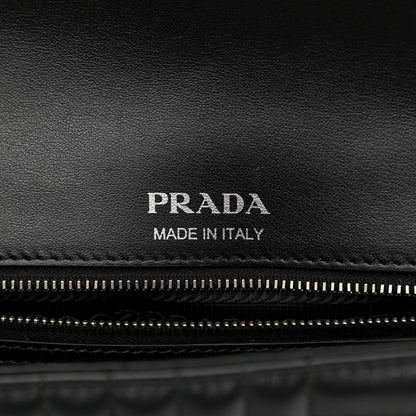 Prada Soft Calfskin Impunture Diagramme Large Chain Flap Shoulder Bag Black 6 of 12
