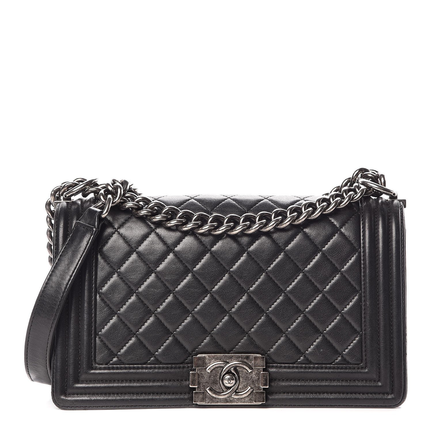 Chanel Lambskin Quilted Medium Boy Flap Black 1 of 11
