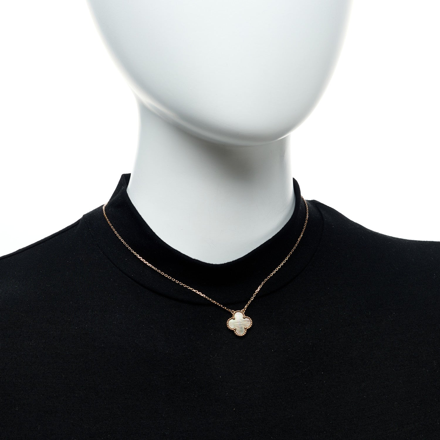 Van Cleef & Arpels 18K Rose Gold Gray Mother of Pearl Vintage Alhambra Pendant Necklace 2 of 5