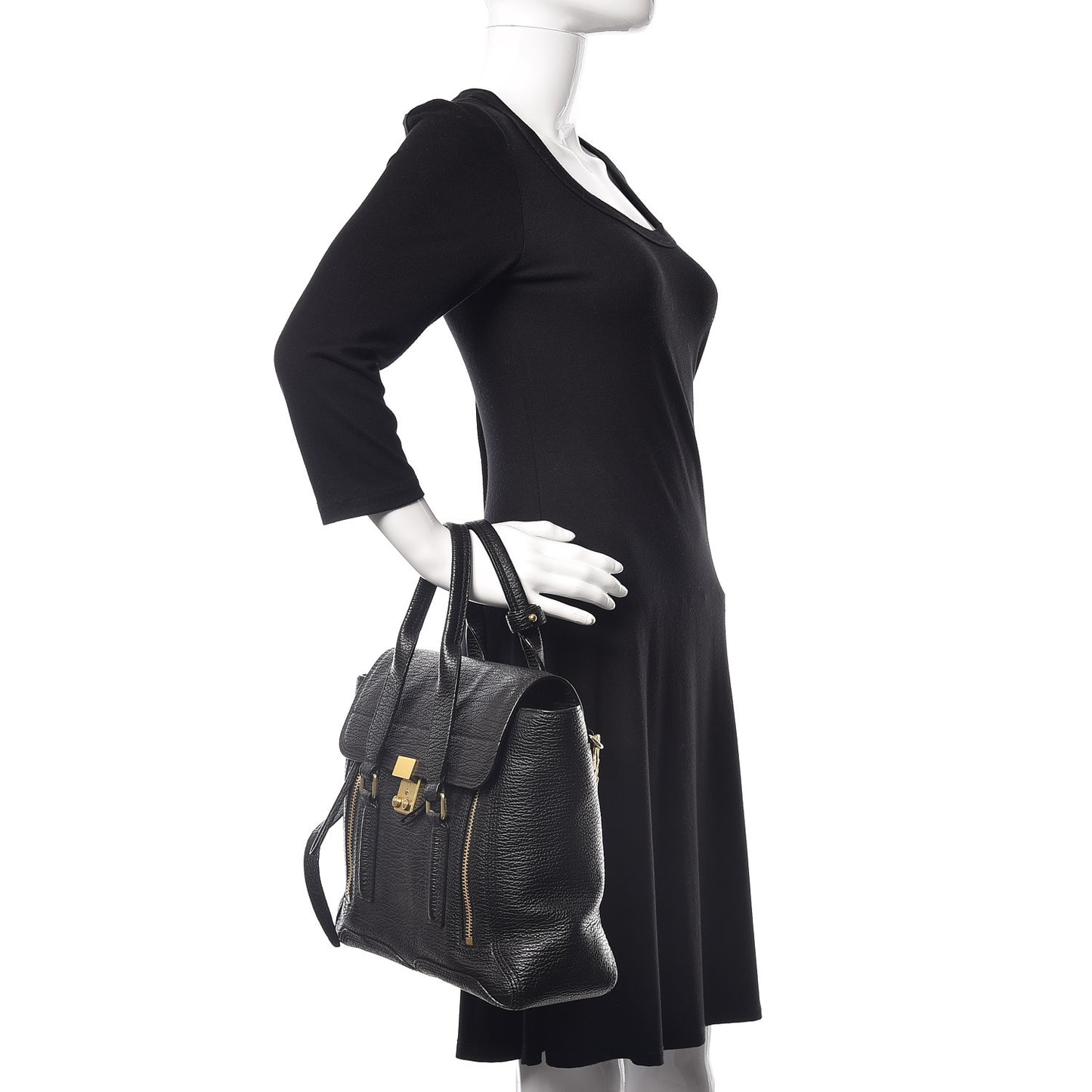 3.1 Textured Calfskin Medium Pashli Satchel Black