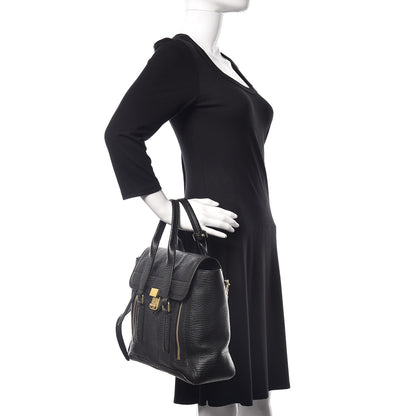 3.1 Phillip Lim 3.1 Textured Calfskin Medium Pashli Satchel Black 3 of 11