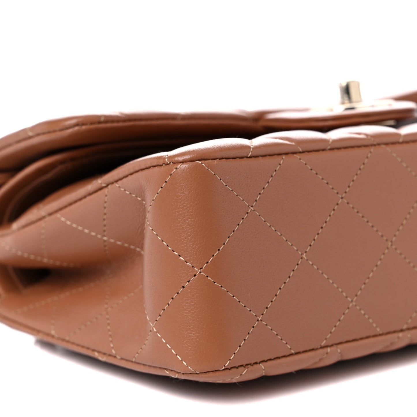 Lambskin Quilted Small Double Flap Brown