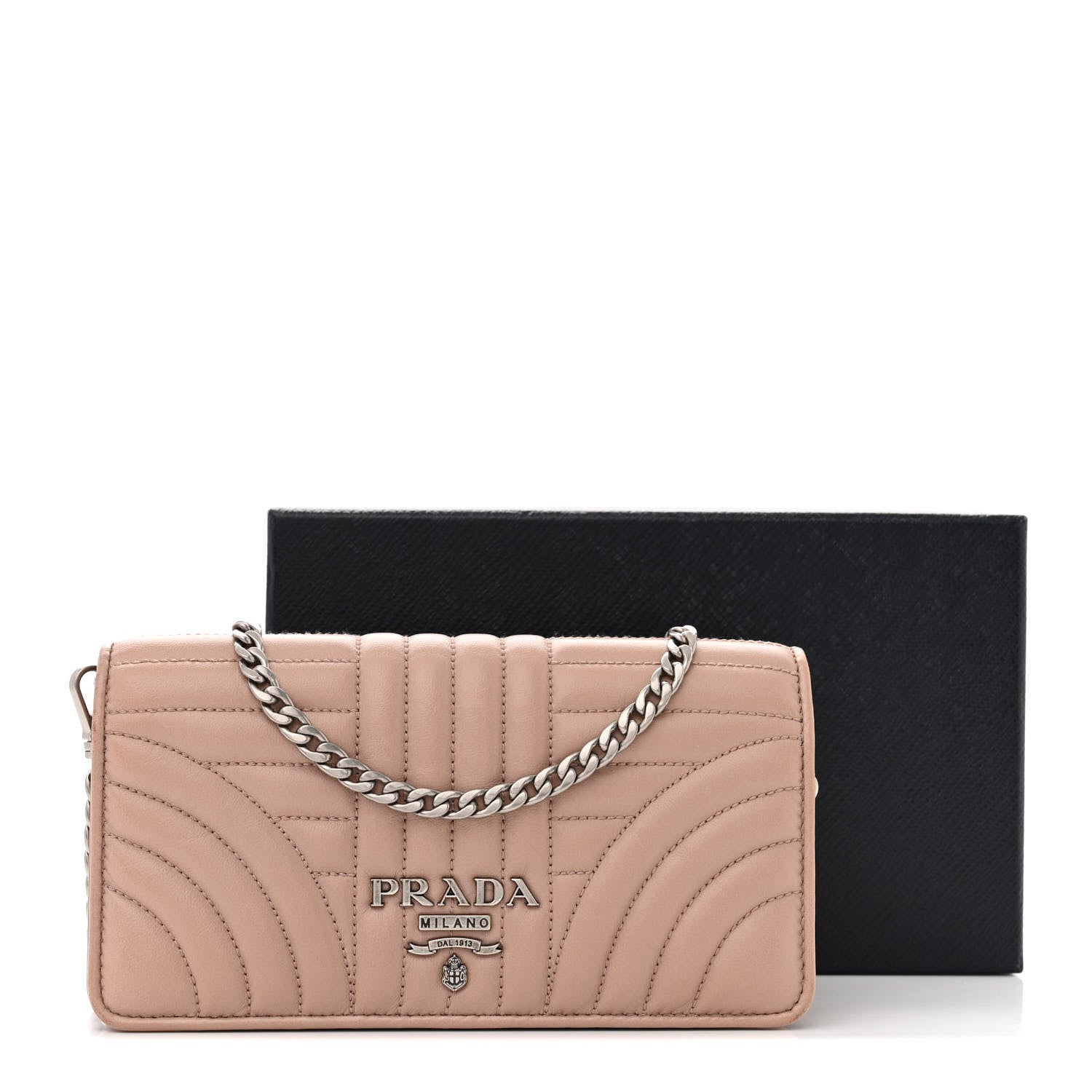 Prada Soft Calfskin Impunture Diagramme Chain Wallet Cipria 13 of 13