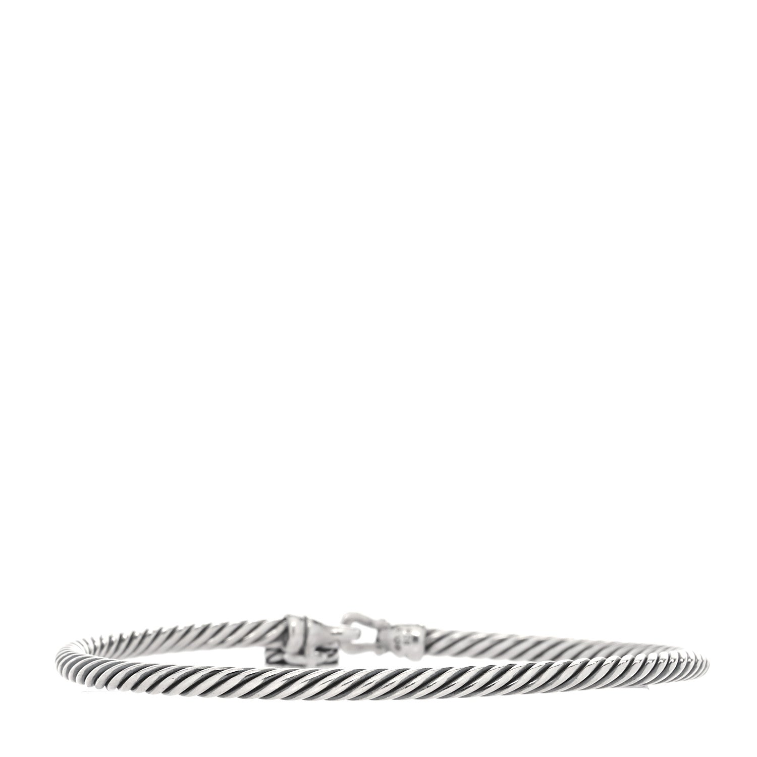 David Yurman Sterling Silver Diamond Heart Padlock Cable Bracelet 3 of 5
