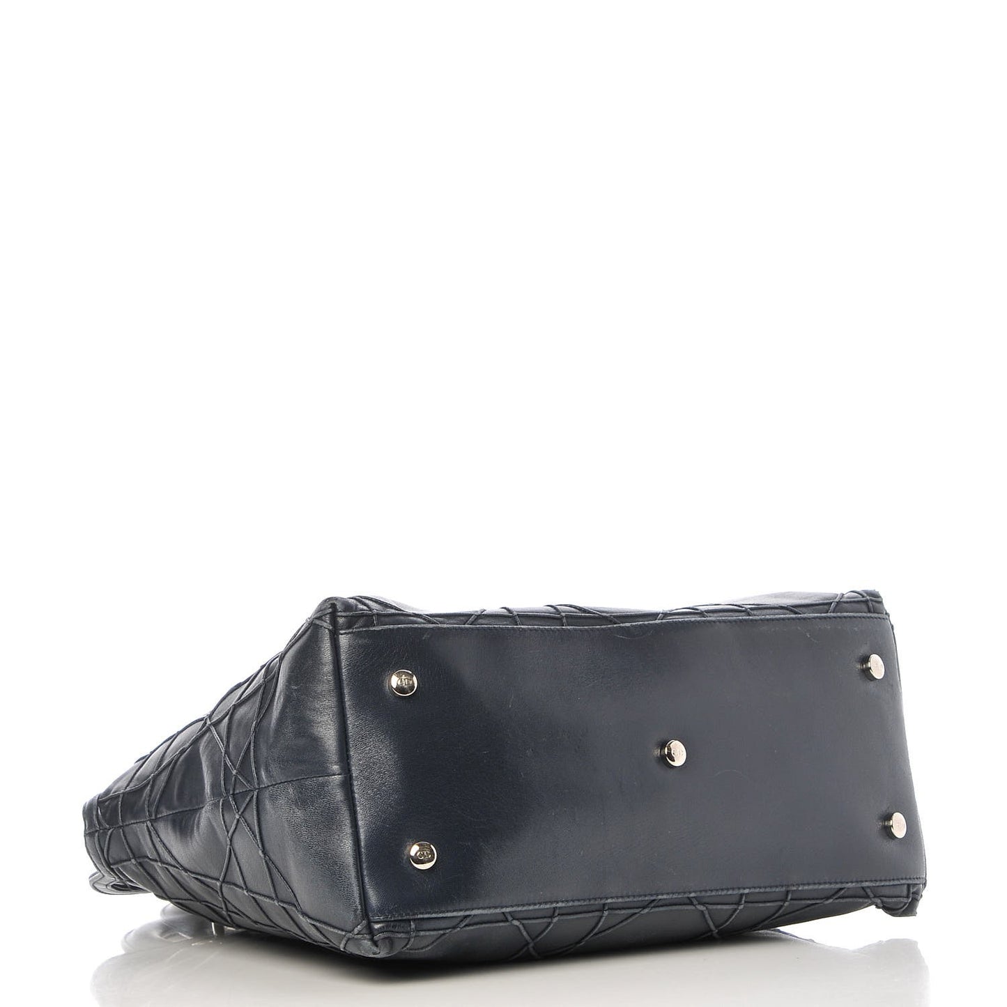 Lambskin Cannage Medium Granville Tote Navy Blue