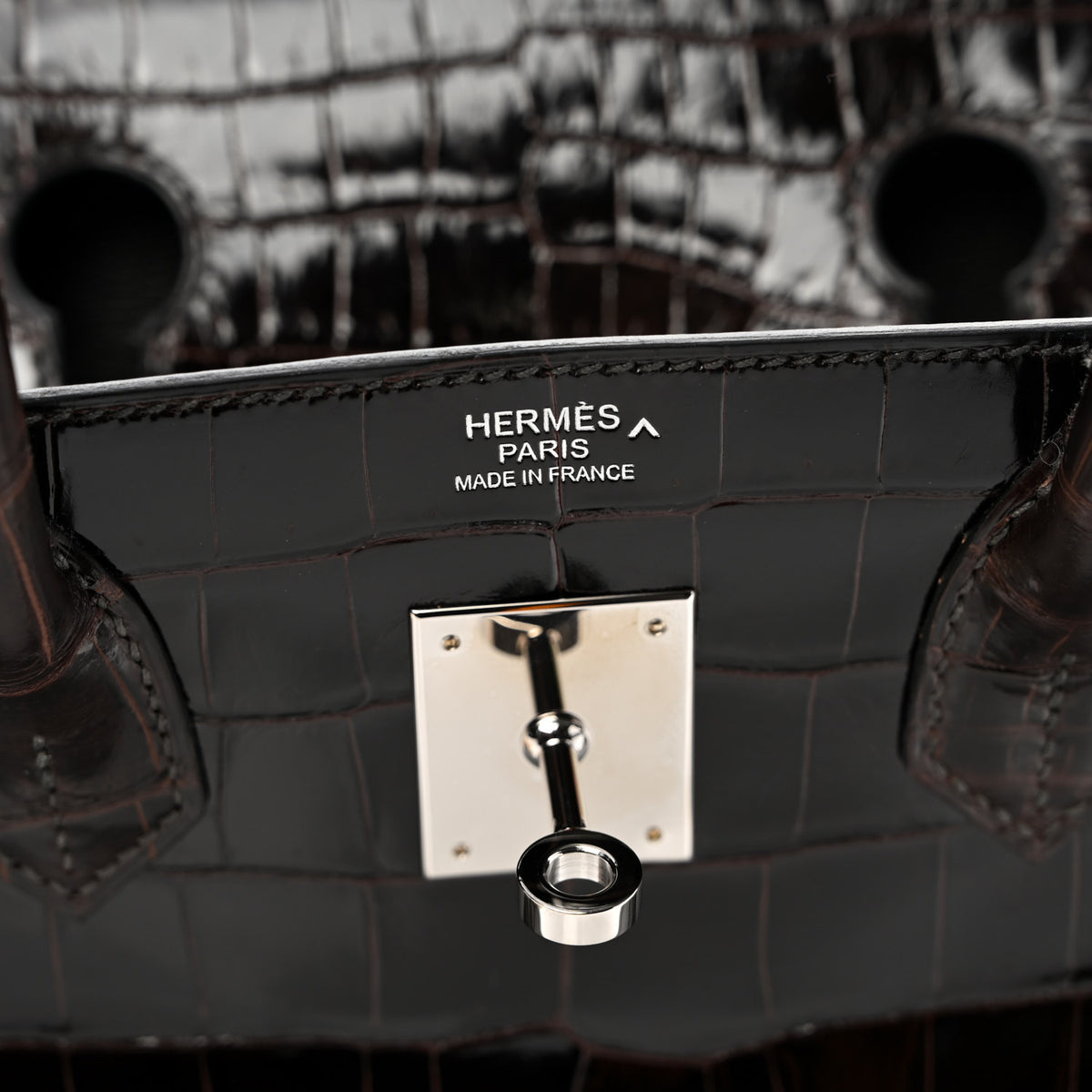 Hermes Shiny Porosus Crocodile Birkin 30 Macassar 6 of 9
