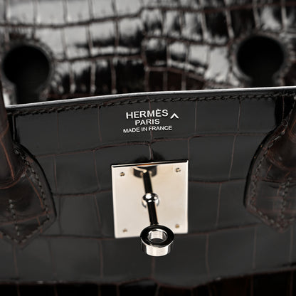 Hermes Shiny Porosus Crocodile Birkin 30 Macassar 6 of 9