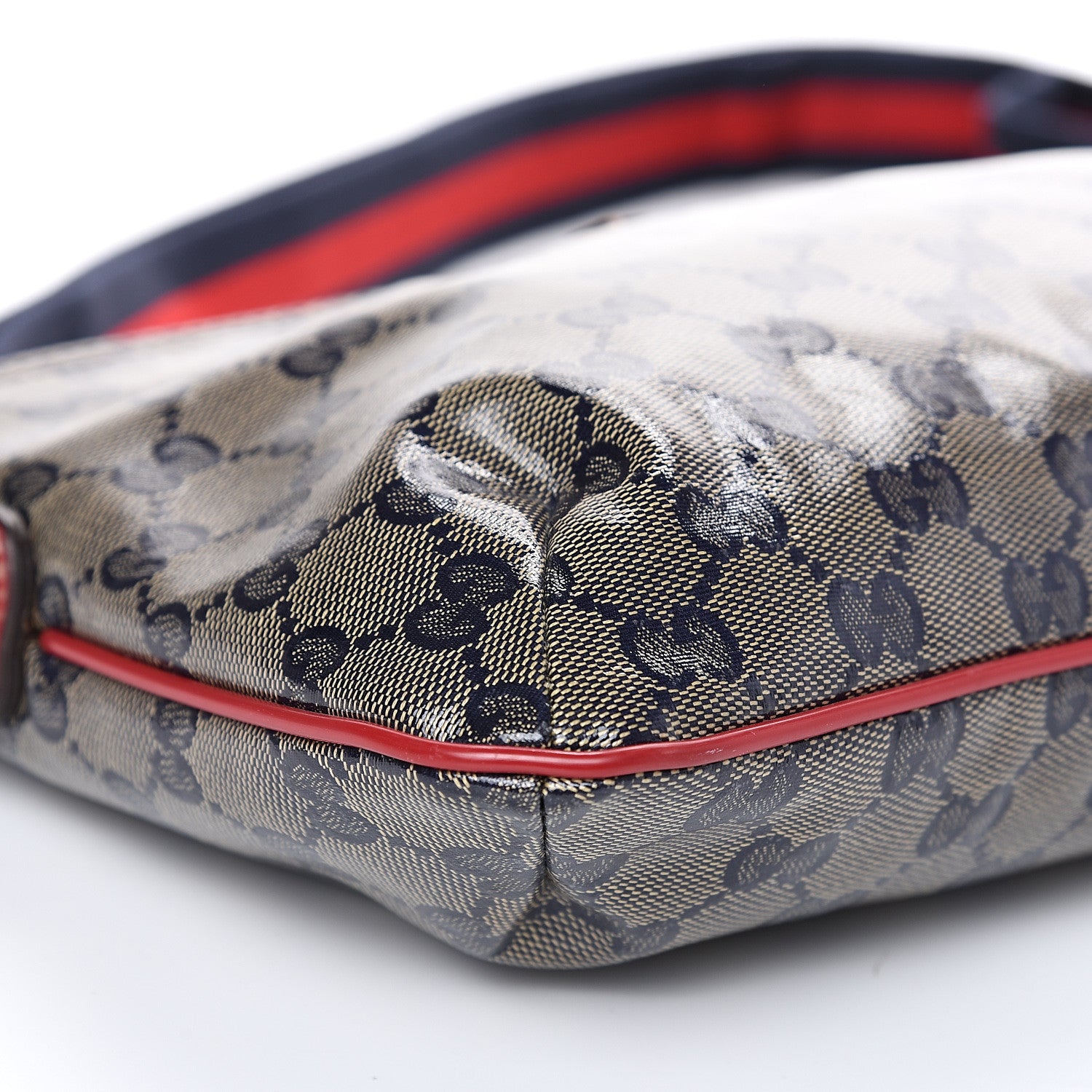 Gucci Crystal Monogram Small Flat Messenger Crossbody Navy 7 of 8