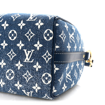Louis Vuitton Monogram Jacquard Denim Speedy Bandouliere 25 Bleu 9 of 9