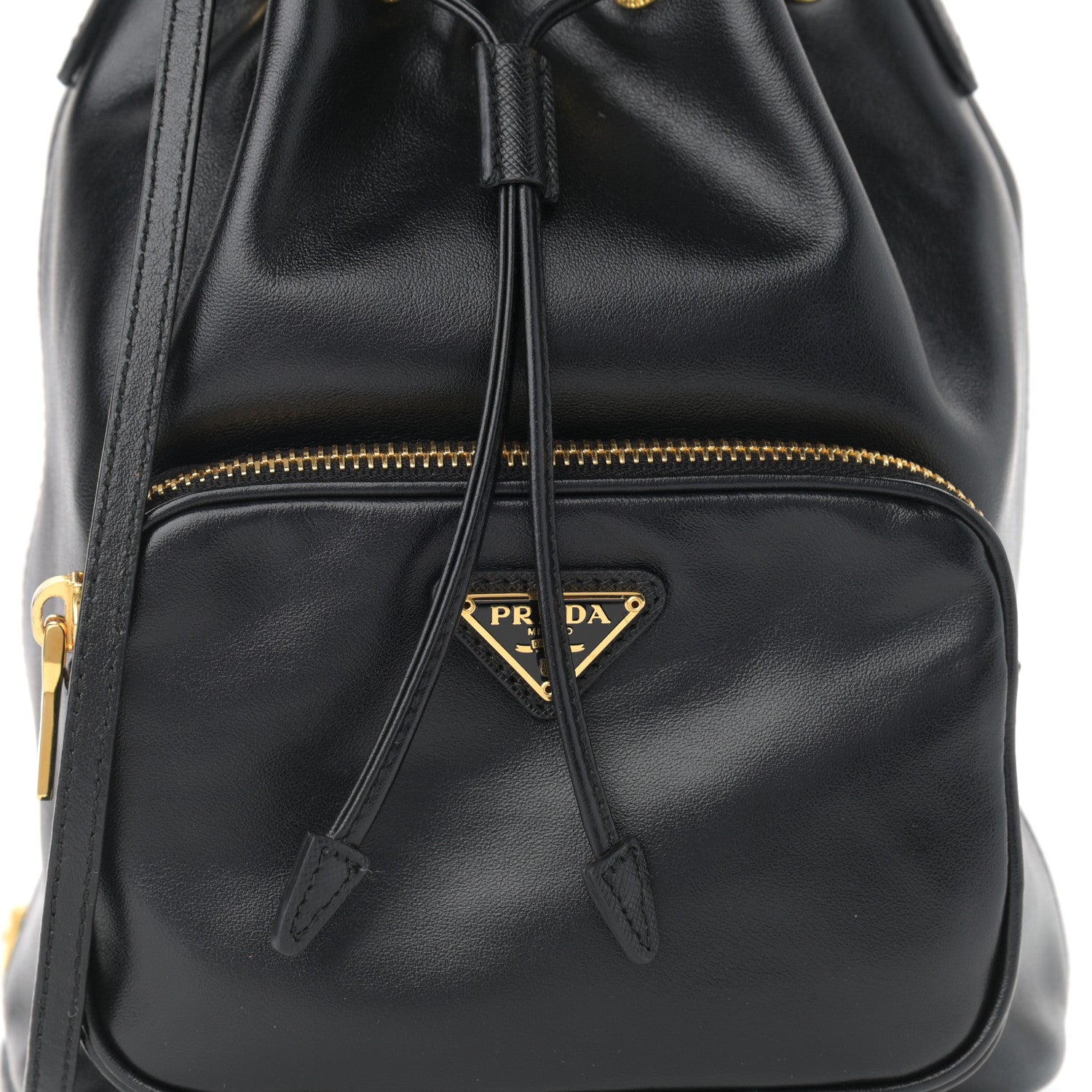 Prada Soft Calfskin Saffiano Mini Bucket Crossbody Bag Black 7 of 9