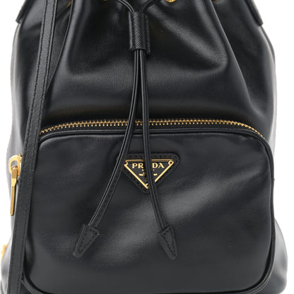 Prada Soft Calfskin Saffiano Mini Bucket Crossbody Bag Black 7 of 9