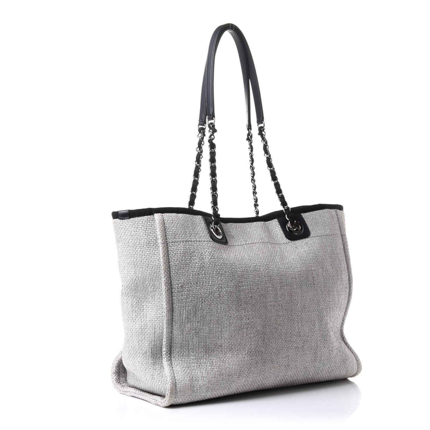 Chanel Woven Straw Raffia Small Deauville Tote Grey 2 of 10