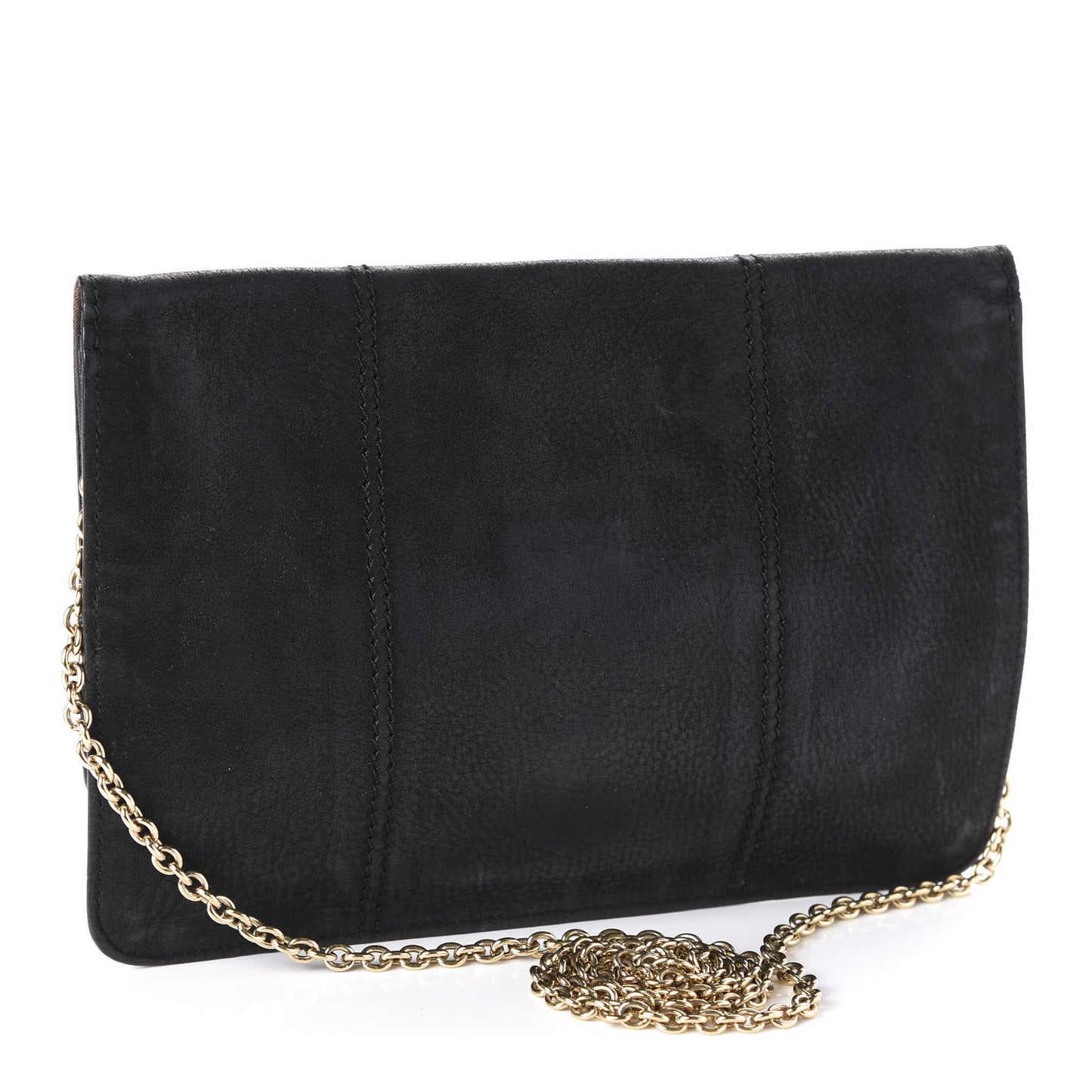 Metallic Nubuck Chain Shoulder Bag Black