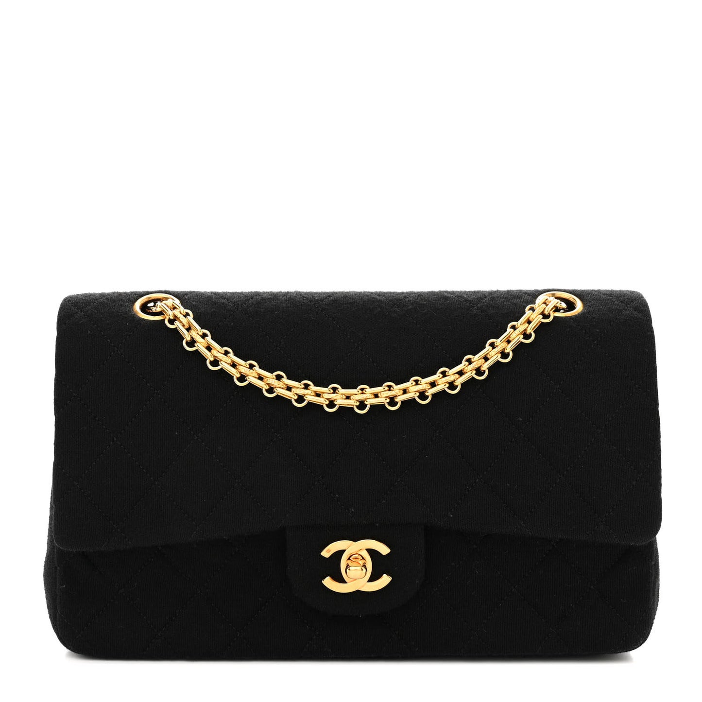 Jersey Quilted Small Double Flap Black
