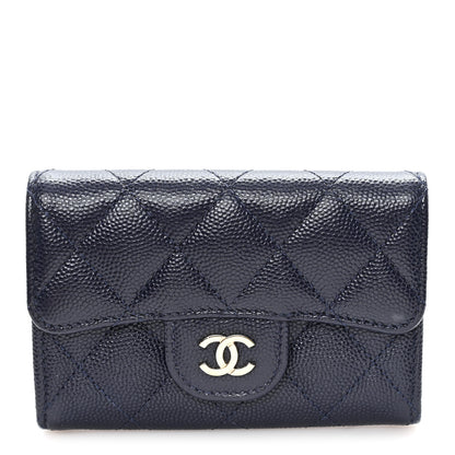 Chanel Caviar Quilted Flap Card Holder Navy Blue 1 of 8