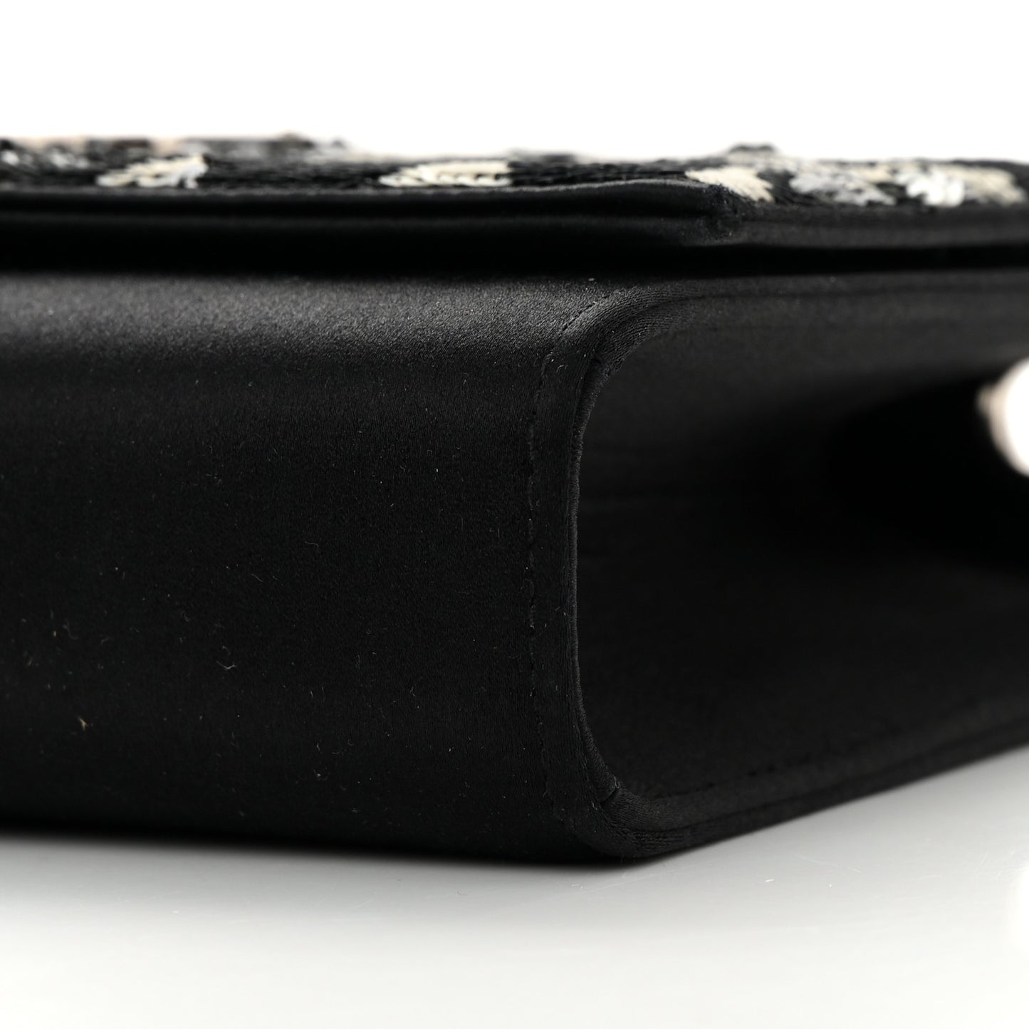 Satin Sequin Zebra Small Monogram Kate Tassel Satchel Black White