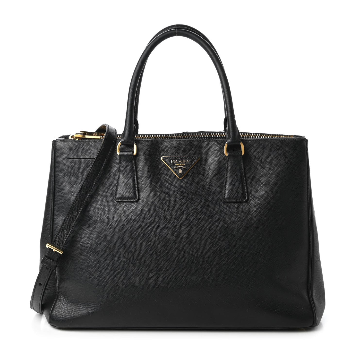 Saffiano Medium Galleria Double Zip Tote Black