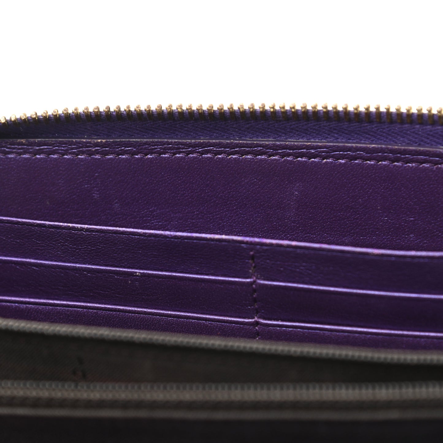 Metallic Textured Calfskin Zip Around Wallet Purple