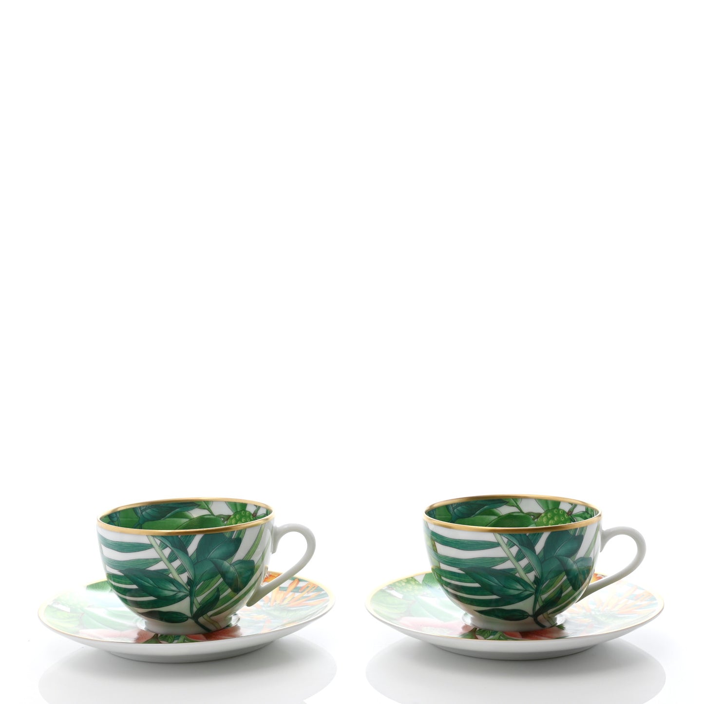 Porcelain Passifolia Tea Cup And Saucer Set Of 2