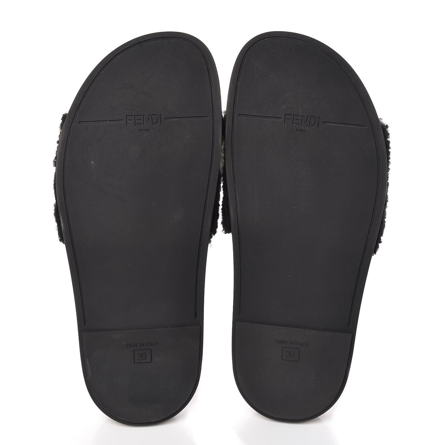 Shearling Logo Slide Sandals 39 Black Latte Brownie
