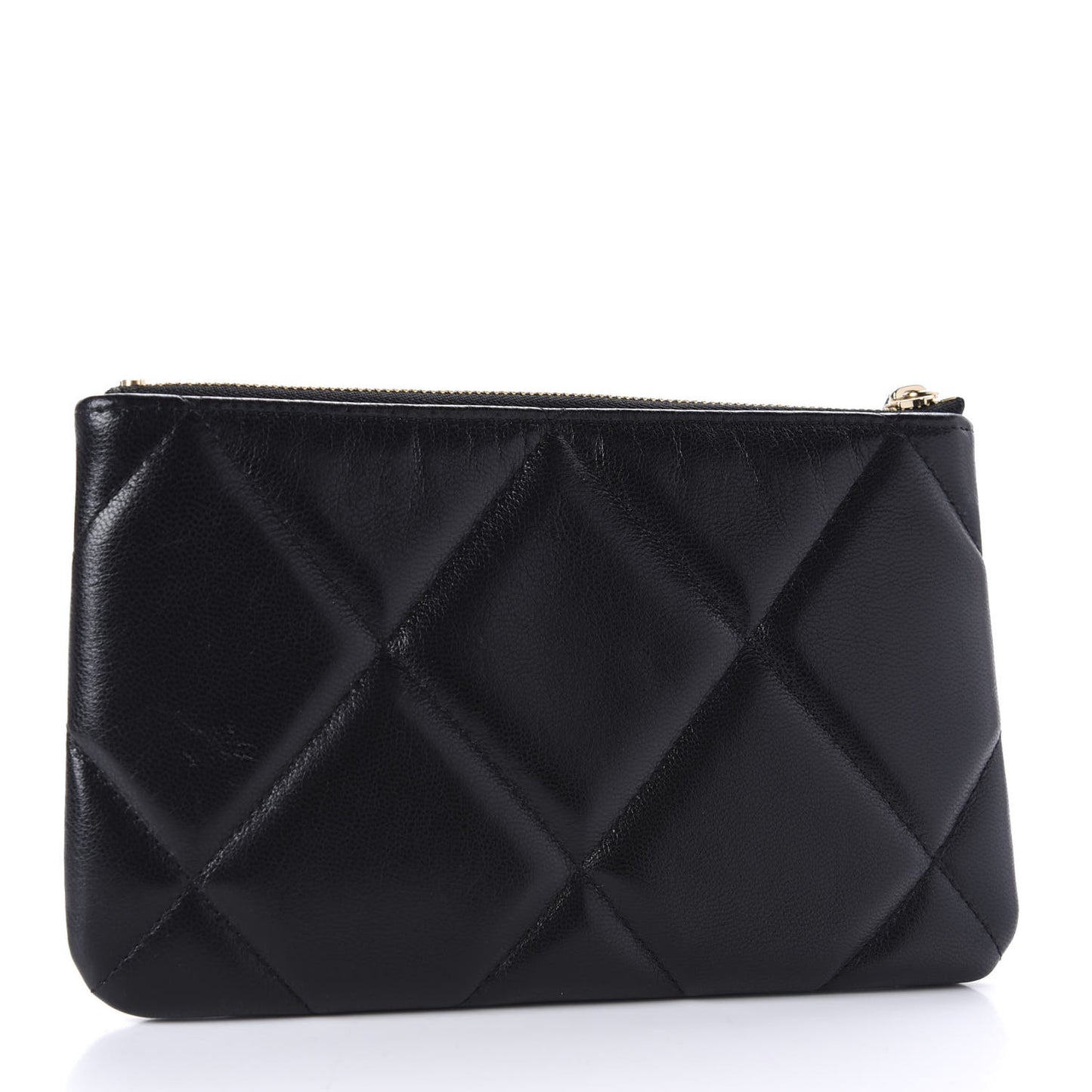 Goatskin Quilted 19 Cosmetic Case Black