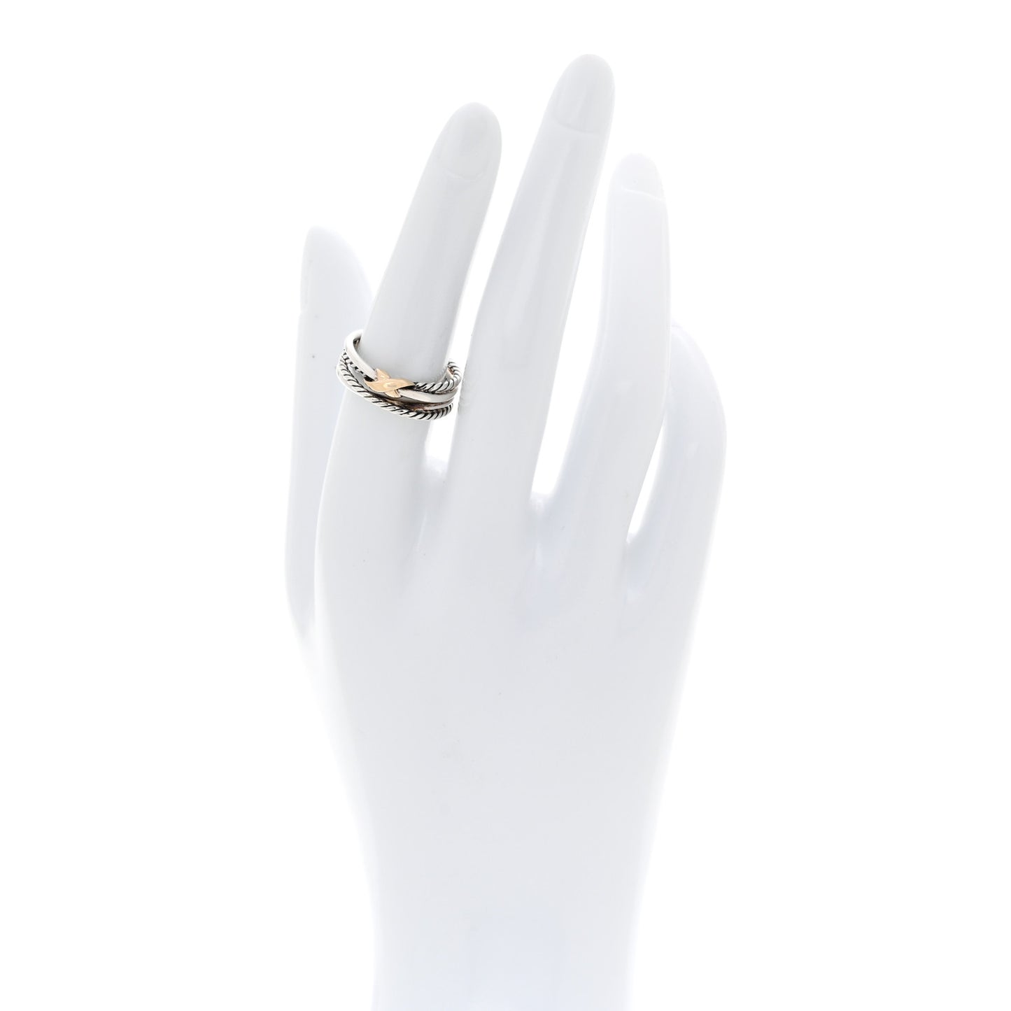 Sterling Silver 18K Yellow Gold 6mm X Crossover Ring 54 6.75