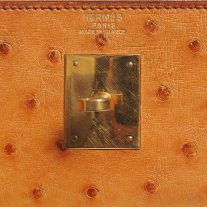 Hermes Ostrich Kelly Retourne 32 Gold 8 of 12