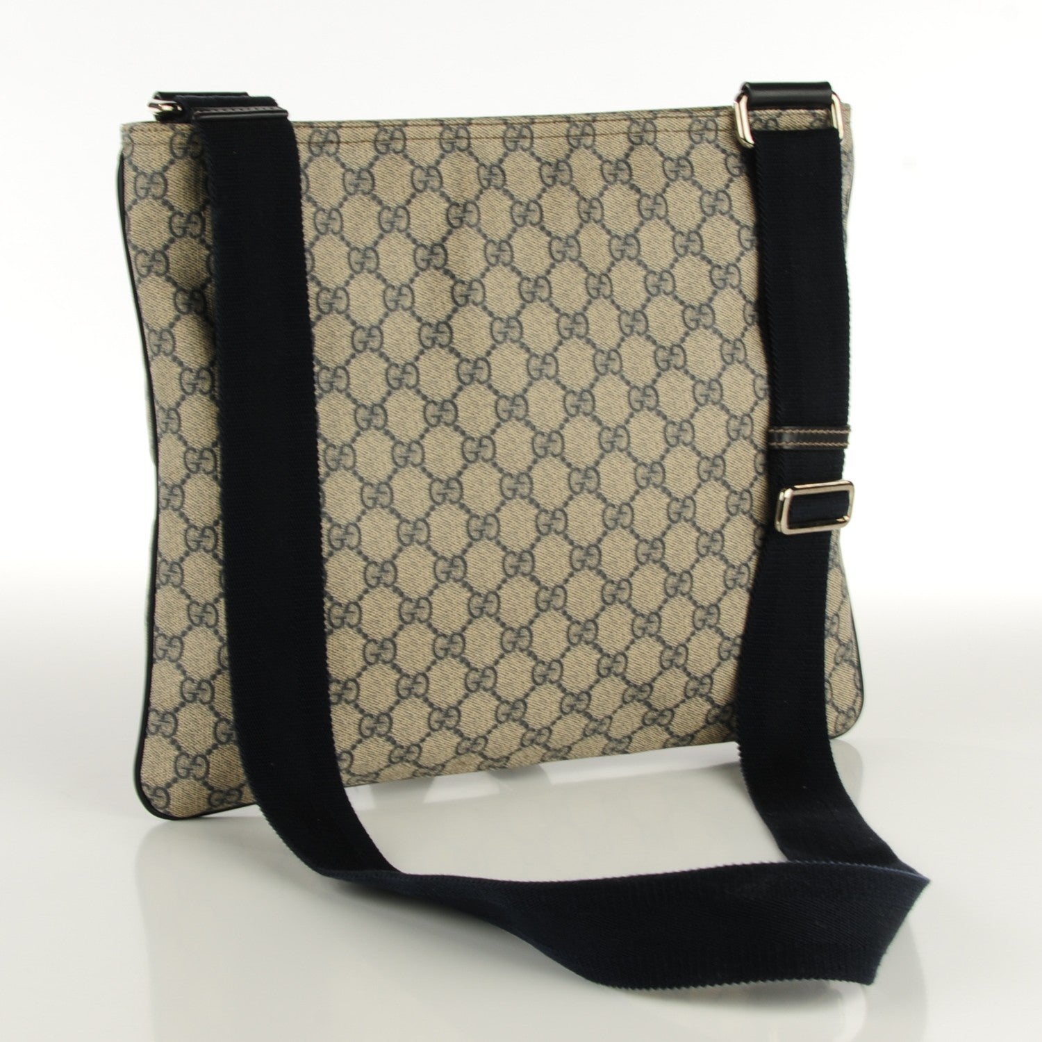Gucci GG Plus Monogram Large Flat Messenger Bag Beige Blue 3 of 7