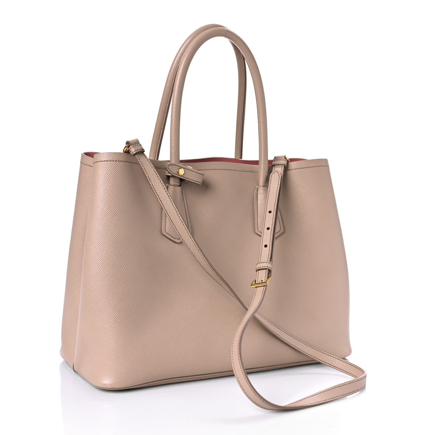 Saffiano Cuir Medium Double Bag Cammeo Rosa